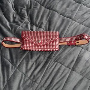 Red Studded Belt Bag